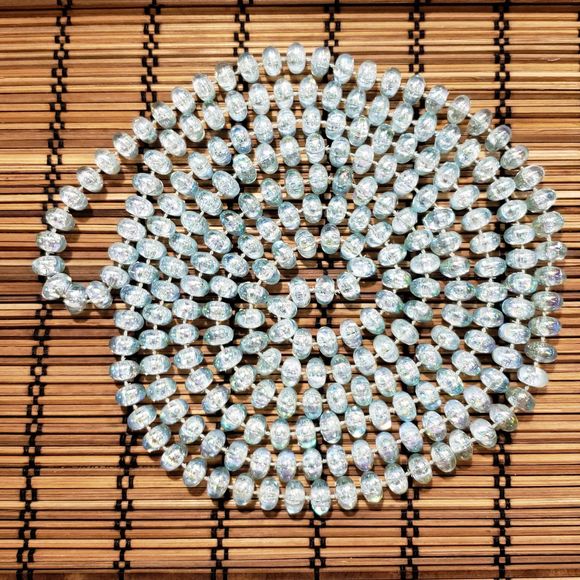 Vtg Unsigned 59" Long Strand Faux Iridescent Blue Bead Necklace 2 or 3 Strand - Picture 2 of 8